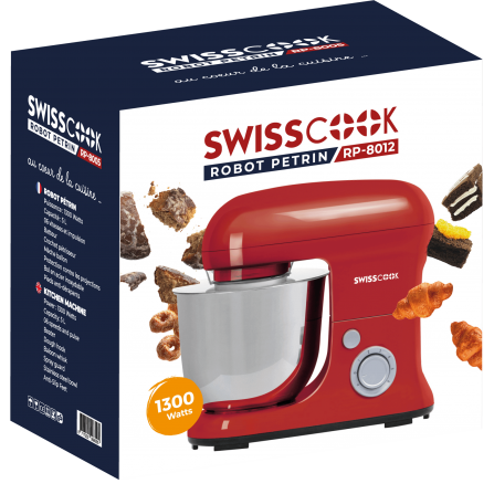 Robot Pétrin SWISSCOOK - Multifonctions 1300 Watts - Rouge (RP-8012) 2