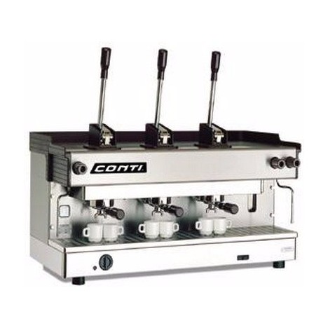 Machine à Café CONTI - Manuel 3 Groupes - 4700 Watts - Silver (CC100 Piston)