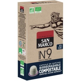 Paquet de 10 Capsules Café SAN MARCO - Bio et Biodégradable (INTENSITE N°9) Paquet de 10 Capsules Café SAN MARCO - Bio et Biodégradable (INTENSITE N°9)