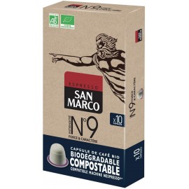 Paquet de 10 Capsules Café SAN MARCO - Bio et Biodégradable (INTENSITE N°9) Paquet de 10 Capsules Café SAN MARCO - Bio et Biodégradable (INTENSITE N°9)
