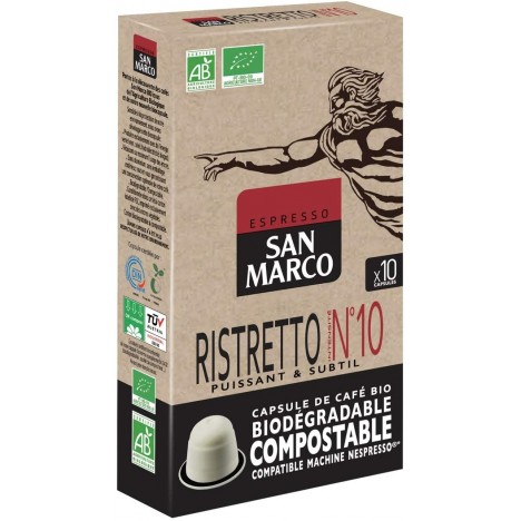 Paquet de 10 Capsules Café SAN MARCO - Bio et Biodégradable (INTENSITE N°10)