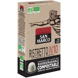 Paquet de 10 Capsules Café SAN MARCO - Bio et Biodégradable (INTENSITE N°10) Paquet de 10 Capsules Café SAN MARCO - Bio et Biodégradable (INTENSITE N°10)