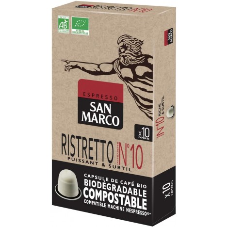 Paquet de 10 Capsules Café SAN MARCO - Bio et Biodégradable (INTENSITE N°10) Paquet de 10 Capsules Café SAN MARCO - Bio et Biodégradable (INTENSITE N°10)