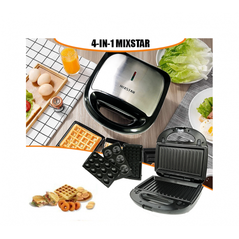 Appareil MIXSTAR 4 En 1 - 800 Watts Panini - Zouza - Gaufre - Maamoul (MIX-929)