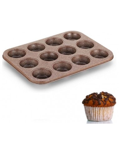 Moule à Muffins KORKMAZ - 12 Pièces - GRANIT (A652)