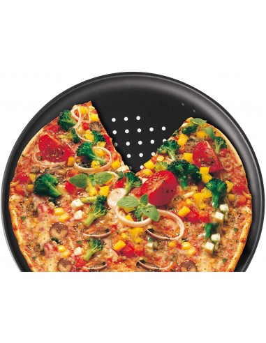 Zenker 7515 Set de cuisson pizza, 3 plaques à pizza et 1 grille four, plaque  pizza, plaque de cuisson pour pizza, plat pizza four, moule pizza, Acier,  Noir, 29 x 1,5 cm 