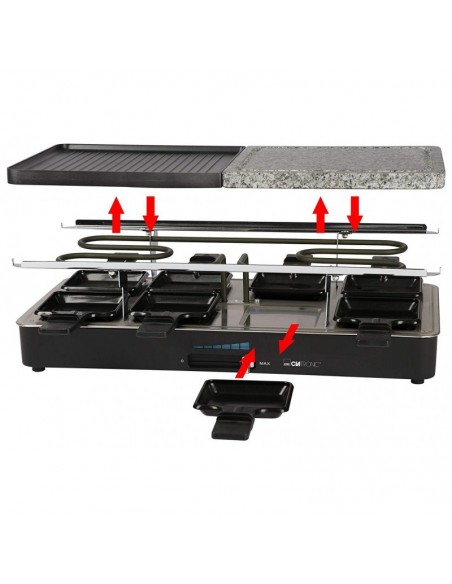 Appareil à Raclette 2EN1 CLATRONIC électrique 1400 Watts - Noir (RG3518) Appareil à Raclette 2EN1 CLATRONIC électrique 1400 Watts - Noir (RG3518)