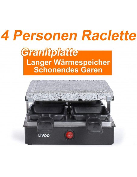Appareil à Raclette LIVOO 4 Personnes 1200 Watts - Noir (DOC242) Appareil à Raclette LIVOO 4 Personnes 1200 Watts - Noir (DOC242)