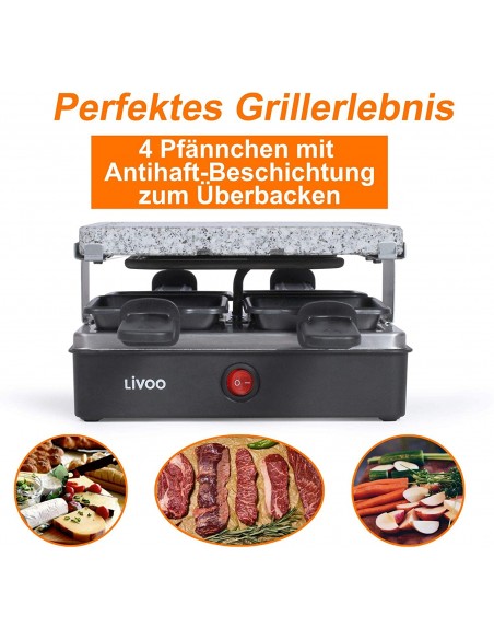 Appareil à Raclette LIVOO 4 Personnes 1200 Watts - Noir (DOC242) Appareil à Raclette LIVOO 4 Personnes 1200 Watts - Noir (DOC242)