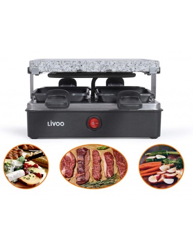 Appareil à Raclette LIVOO 4 Personnes 1200 Watts - Noir (DOC242)