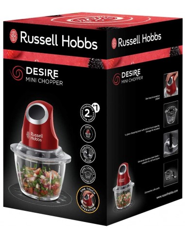 Mini Hachoir RUSSEL HOBBS - 200 Watts - 1 Litre - Rouge (24660-56) Mini Hachoir RUSSEL HOBBS - 200 Watts - 1 Litre - Rouge (24660-56)