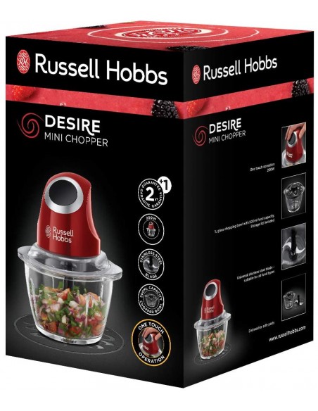 Mini Hachoir RUSSEL HOBBS - 200 Watts - 1 Litre - Rouge (24660-56) Mini Hachoir RUSSEL HOBBS - 200 Watts - 1 Litre - Rouge (24660-56)