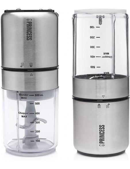 Mini Blender-Hachoir PRINCESS 0,5 Litres 350 Watts - Inox/Brossé (221080) Mini Blender-Hachoir PRINCESS 0,5 Litres 350 Watts - Inox/Brossé (221080)