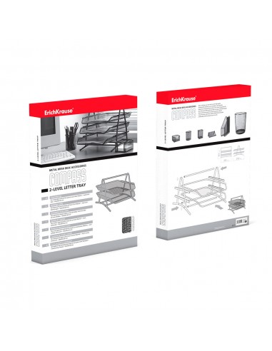 Corbeille à courrier à 2 niveaux ErichKrause® Compass, Classic, Noir