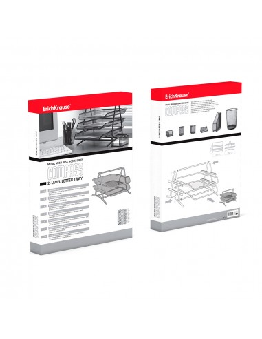 Corbeille à courrier à 2 niveaux ErichKrause® Compass, Classic, Silver Corbeille à courrier à 2 niveaux ErichKrause® Compass, Classic, Silver