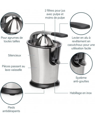Presse Agrumes PRINCESS Pro Semi-Professionnel - 300 Watt - Inox (201860)