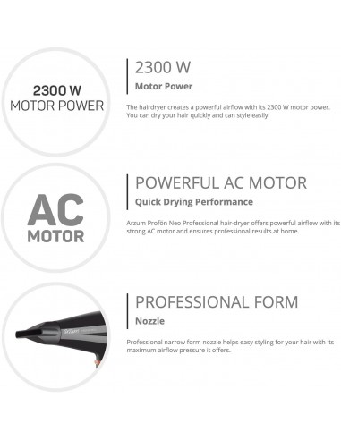 Sèche Cheveux Pro ARZUM 2300 Watt - Noir (AR5047) Sèche Cheveux Pro ARZUM 2300 Watt - Noir (AR5047)