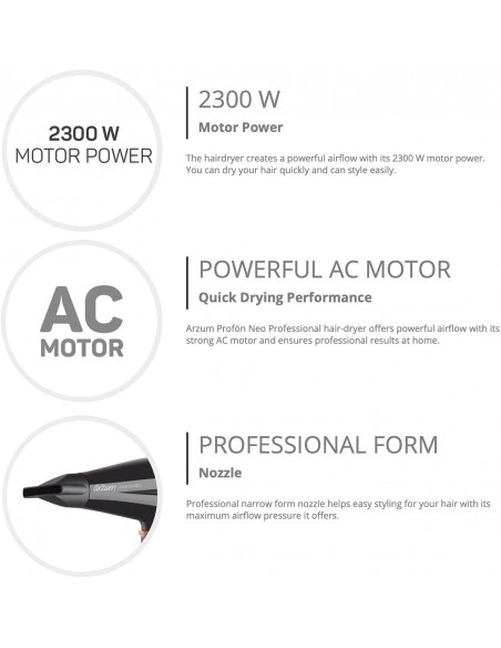 Sèche Cheveux Pro ARZUM 2300 Watt - Noir (AR5047) Sèche Cheveux Pro ARZUM 2300 Watt - Noir (AR5047)