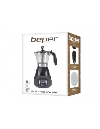 Cafetière Electrique BEPER - 3 Tasses - 400 Watt - Noir (BC.040N)