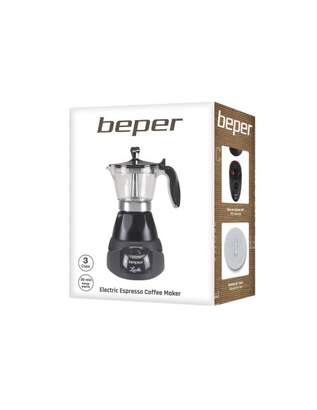 Cafetière Electrique BEPER - 3 Tasses - 400 Watt - Noir (BC.040N)