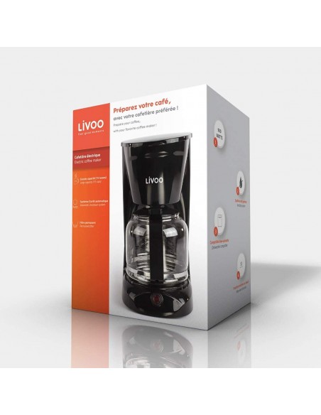 Cafetière Électrique LIVOO 900 Watt 15 Tasses - Noir (DOD166N)