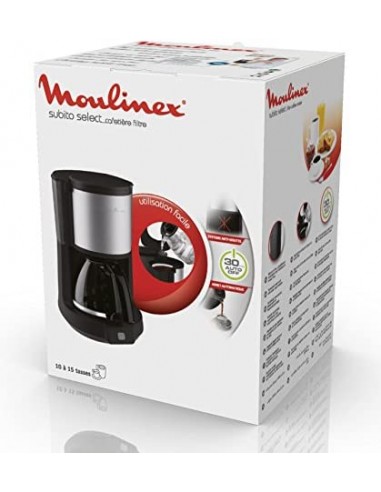 Cafetière MOULINEX Subito 1000 Watt - 15 Tasses - Noir/Inox (FG370811)