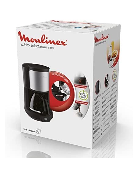 Cafetière MOULINEX Subito 1000 Watt - 15 Tasses - Noir/Inox (FG370811)