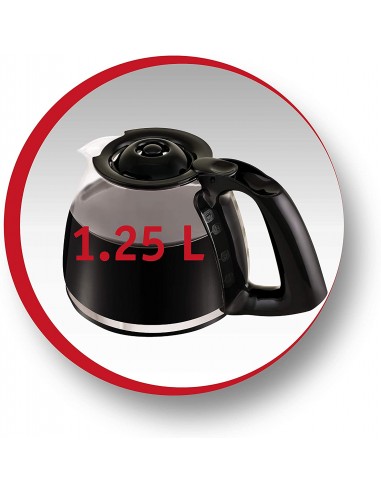 Cafetière MOULINEX Subito 1000 Watt - 15 Tasses - Noir/Inox (FG370811)