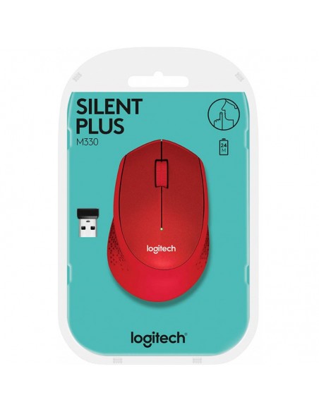 Souris sans fil LOGITECH M330 Silent Plus - Rouge (910-004911)