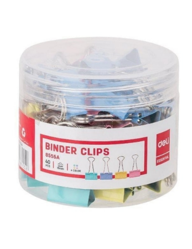 Tube de 40 Binders clip DELI19 mm Assorties (5001.045.008555)