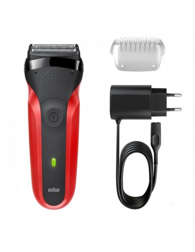 Rasoir Électrique Rechargeable BRAUN Series 3 - Rouge (300s)