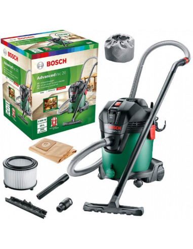 Aspirateur D'atelier BOSCH AdvancedVac 20 Avec Set D'accessoires (06033D1200)