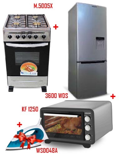 Pack NEW STAR Réfrigérateur + Mini Four + Cuisinière + Fer a Repassage Gratuit (Pack-NEWSTAR)