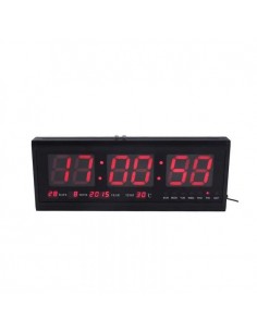 Grande Horloge Murale LED Numérique Digital -Rétroéclairage Rouge/OXTEK