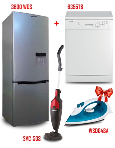 Réfrigérateur Combiné + Lave Vaisselle + Aspirateur + Fer à Repasser Gratuit