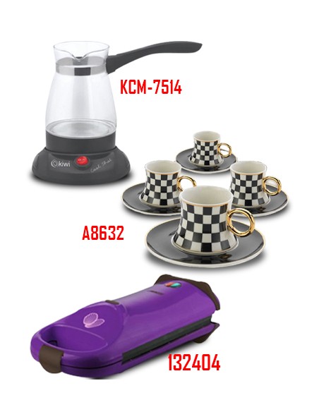 Cafetière électrique + Machine à Madeleine+Ensemble à Café Turc KORKMAZ Cafetière électrique + Machine à Madeleine+Ensemble à Café Turc KORKMAZ