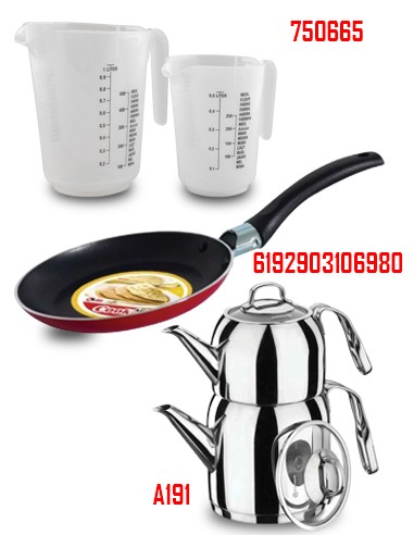 Théière KORKMAZ + Poêle Crêpière Ø14 Cook Art + Set de 2 Mesureurs DAY