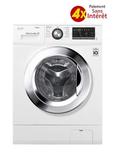 Machine à Laver LG Frontale 8kg - 1400 Tours/Min - Blanc (FH4G6TDY2)