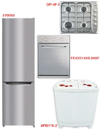 Réfrigérateur Combiné + Machine à Laver + Plaque de Cuisson + Four électrique