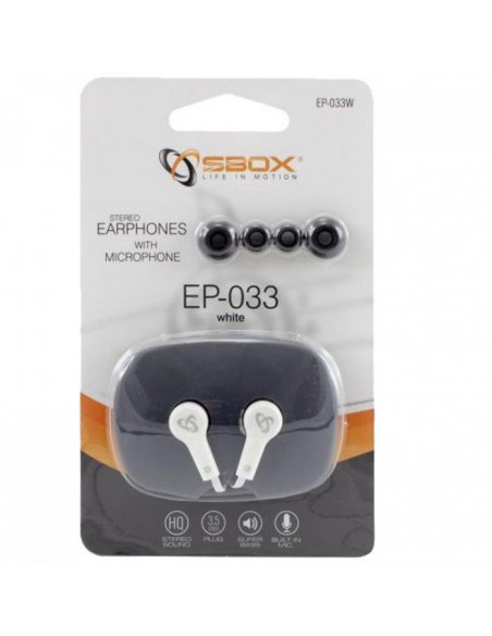 Écouteurs SBOX EP-033W avec Microphone - Blanc Écouteurs SBOX EP-033W avec Microphone - Blanc