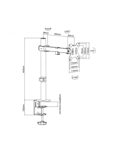 Support de Bureau SBOX LCD-351/1 Pour 1 moniteur LCD-13“ Support de Bureau SBOX LCD-351/1 Pour 1 moniteur LCD-13“