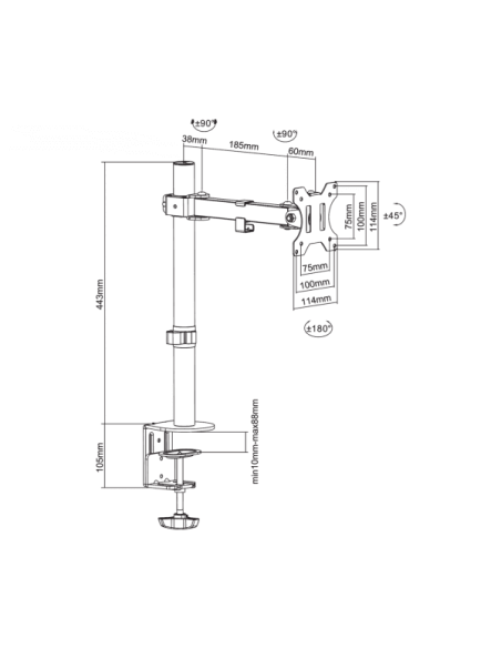 Support de Bureau SBOX LCD-351/1 Pour 1 moniteur LCD-13“ Support de Bureau SBOX LCD-351/1 Pour 1 moniteur LCD-13“