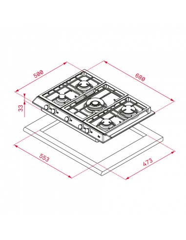 Table De Cuisson TEKA GBC 75030 KIB 70 CM 5 Feux - Noir Table De Cuisson TEKA GBC 75030 KIB 70 CM 5 Feux - Noir