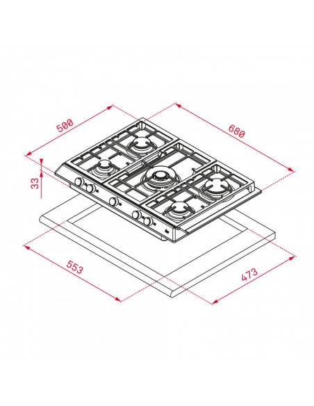 Table De Cuisson TEKA GBC 75030 KIB 70 CM 5 Feux - Noir Table De Cuisson TEKA GBC 75030 KIB 70 CM 5 Feux - Noir