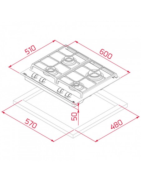 Table de Cuisson TEKA GZC 64300 60 cm 5 Feux - Noir Table de Cuisson TEKA GZC 64300 60 cm 5 Feux - Noir