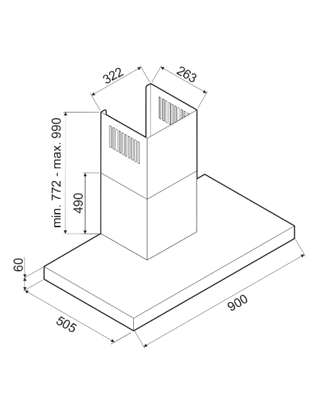 Hotte Décorative FOCUS 90CM Tactile - Inox- QUADRA.9010 Hotte Décorative FOCUS 90CM Tactile - Inox- QUADRA.9010