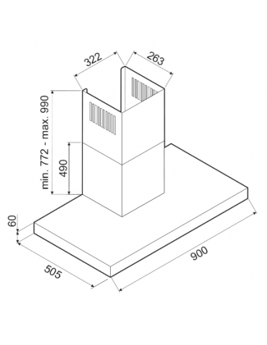 Hotte Décorative FOCUS 90CM Tactile - Inox- QUADRA.9010 Hotte Décorative FOCUS 90CM Tactile - Inox- QUADRA.9010