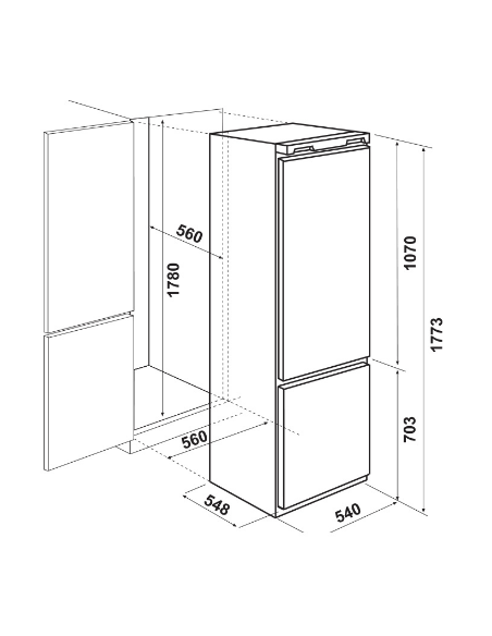 Réfrigérateurs Encastrable Combiné FOCUS 292 litres - Blanc