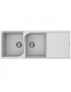 Évier 2 bacs + égouttoir FOCUS F.116W - Blanc