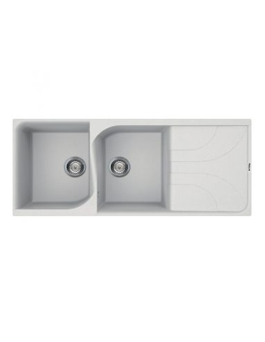Évier 2 bacs + égouttoir FOCUS F.116W - Blanc